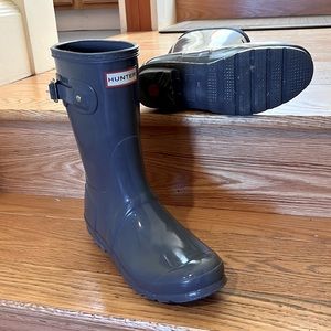Hunter Boots WOMENS ORIGINAL SHORT, Sz 8 , Gloss Dark Grey